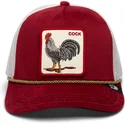 goorin-bros-rod-og-hvid-trucker-kasket-med-hane-cock-garnet-rooster-the-farm-jewel-tones