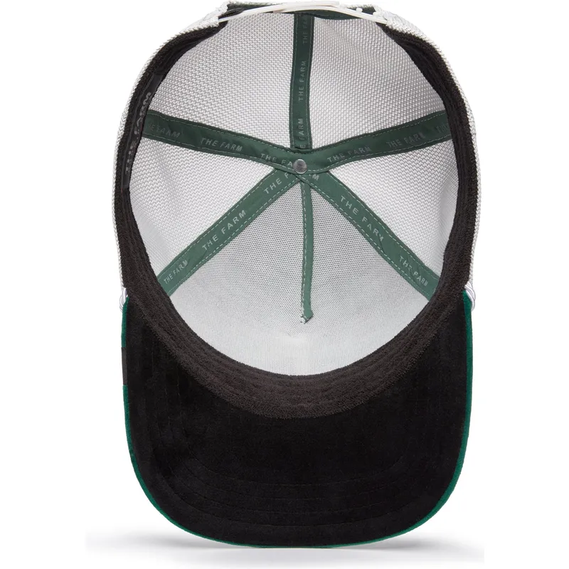 trucker-kasket-gron-og-hvid-ko-cash-emerald-cow-the-farm-jewel-tones-fra-goorin-bros