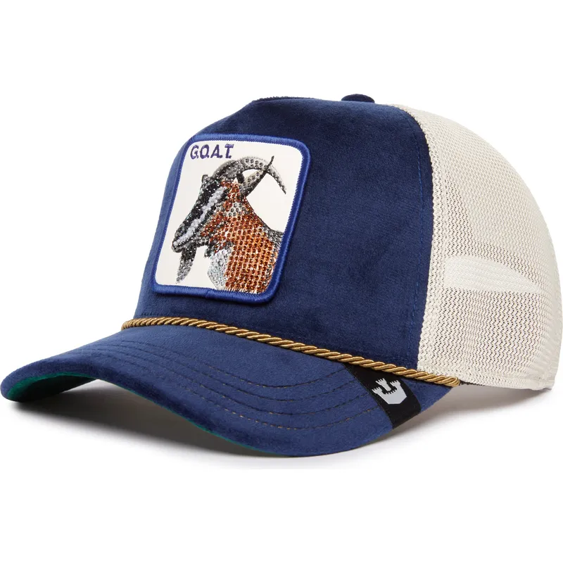 trucker-kasket-bla-og-hvid-ged-sapphire-goat-the-farm-jewel-tones-fra-goorin-bros