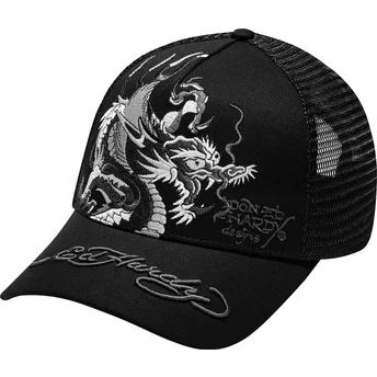 Sorte Mono Giant Dragon Trucker-kasket fra Ed Hardy