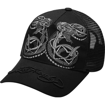 Sort Duo Black Snake trucker kasket fra Ed Hardy