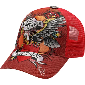 Rød trucker kasket Brave Hearts fra Ed Hardy