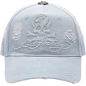 justerbar-bla-buet-kasket-denim-embossed-skull-fra-ed-hardy