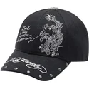 sort-justerbar-kasket-med-buet-skygge-lucky-dragon-fra-ed-hardy