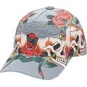 justerbar-bla-buet-kasket-skull-rose-denim-fra-ed-hardy