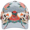 justerbar-bla-buet-kasket-skull-rose-denim-fra-ed-hardy