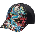 sort-justerbar-kasket-med-buet-skygge-blue-dragon-fra-ed-hardy