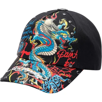 Justerbar sort krum kasket Blue Dragon fra Ed Hardy