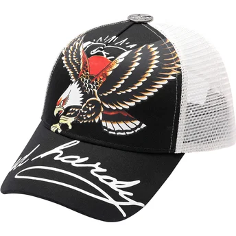 Sort og hvid Soaring Eagle trucker kasket fra Ed Hardy