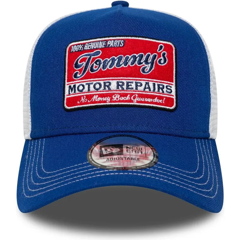 bla-og-hvid-trucker-kasket-9forty-a-frame-vintage-motor-repairs-fra-new-era