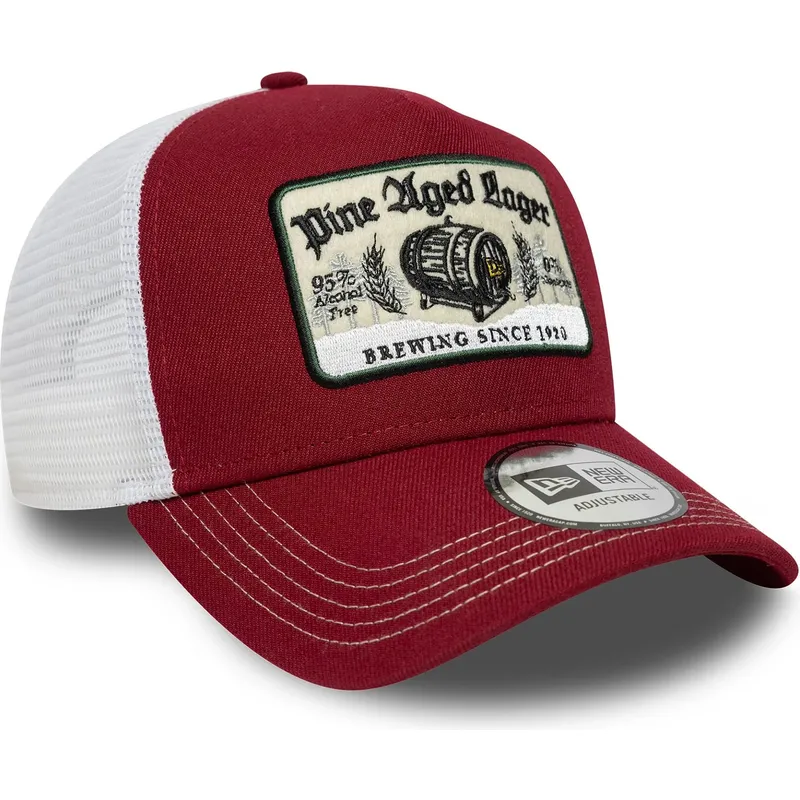 rod-og-hvid-trucker-kasket-9forty-a-frame-vintage-pine-aged-lager-fra-new-era