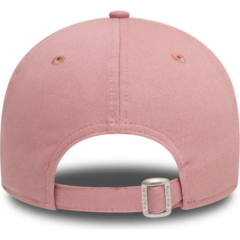 lyserod-justerbar-buet-kasket-med-lyserodt-logo-9forty-league-essential-fra-new-york-yankees-mlb-fra-new-era