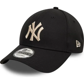 Sort justerbar kurvet kasket med beige logo 9FORTY League Essential fra New York Yankees MLB af New Era