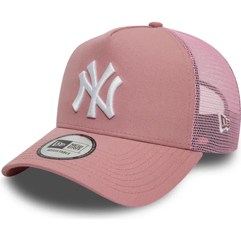 lyserod-trucker-kasket-9forty-a-frame-league-essential-fra-new-york-yankees-mlb-fra-new-era