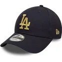 los-angeles-dodgers-mlb-new-era-9forty-metallic-justerbar-marinebla-kasket-med-guldlogo