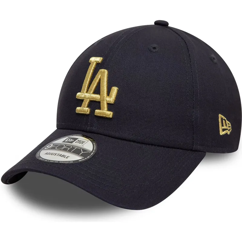 los-angeles-dodgers-mlb-new-era-9forty-metallic-justerbar-marinebla-kasket-med-guldlogo