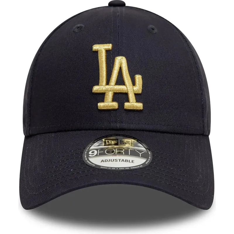 los-angeles-dodgers-mlb-new-era-9forty-metallic-justerbar-marinebla-kasket-med-guldlogo