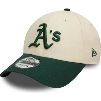 Beige og grøn justerbar 9FORTY Colour Block kasket fra Oakland Athletics MLB af New Era