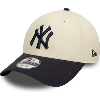 Justerbar beige og marineblå 9FORTY Colour Block New York Yankees MLB kasket fra New Era