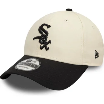 Justerbar beige og sort 9FORTY Colour Block kasket fra Chicago White Sox MLB af New Era