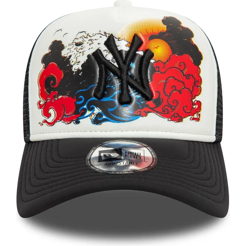 hvid-og-sort-trucker-kasket-9forty-a-frame-graphic-fra-new-york-yankees-mlb-fra-new-era