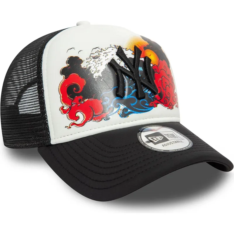 hvid-og-sort-trucker-kasket-9forty-a-frame-graphic-fra-new-york-yankees-mlb-fra-new-era