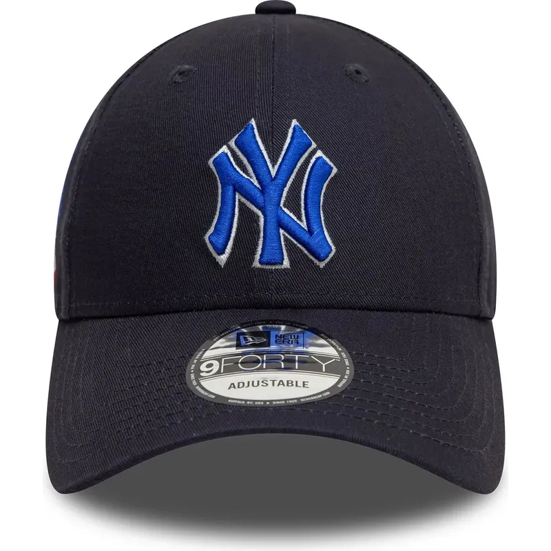 justerbar-marinebla-buet-kasket-med-blat-logo-9forty-side-patch-fra-new-york-yankees-mlb-fra-new-era