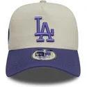 beige-og-violet-snapback-med-buet-skygge-og-violet-logo-9forty-a-frame-world-series-patch-los-angeles-dodgers-mlb-fra-new-era