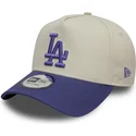 beige-og-violet-snapback-med-buet-skygge-og-violet-logo-9forty-a-frame-world-series-patch-los-angeles-dodgers-mlb-fra-new-era