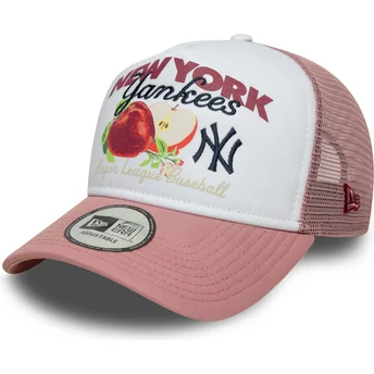 Hvid og rosa 9FORTY A Frame Fruit Graphic Gorra trucker fra New York Yankees MLB af New Era