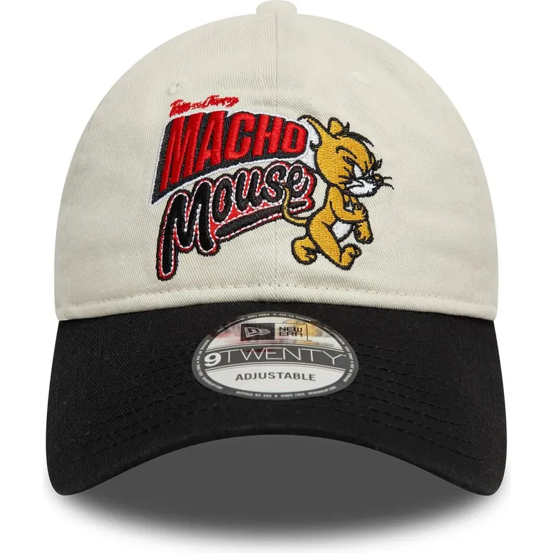 justerbar-9twenty-beige-og-sort-buet-kasket-med-jerry-looney-tunes-fra-new-era