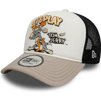 Hvid, beige og sort 9FORTY A Frame Tom og Jerry Looney Tunes trucker kasket fra New Era