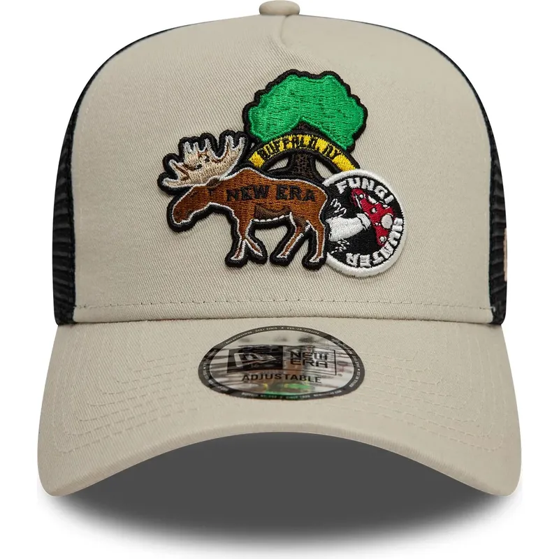 beige-og-sort-trucker-kasket-9forty-a-frame-outdoor-patch-fra-new-era