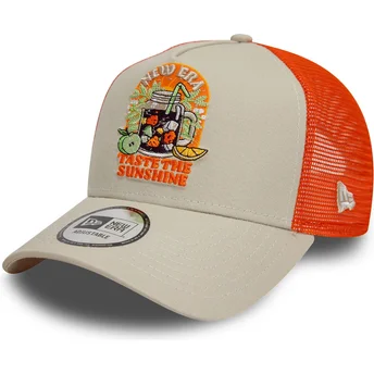 Beige og Orange 9FORTY A Frame Summer Patch Trucker-kasket fra Taste The Sunshine af New Era