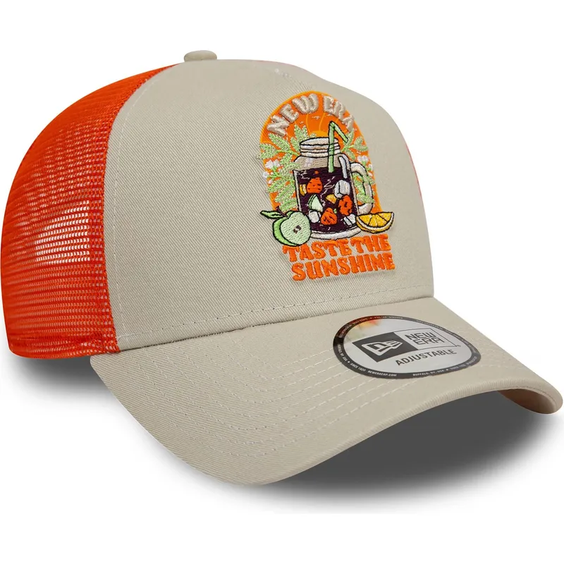 new-era-taste-the-sunshine-9forty-a-frame-summer-patch-beige-og-orange-trucker-kasket