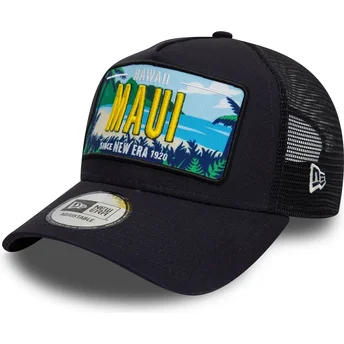 Marineblå trucker kasket 9FORTY A Frame License Plate fra Maui Byer og Strande af New Era