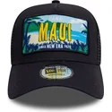 marinebla-trucker-kasket-9forty-a-frame-license-plate-fra-maui-byer-og-strande-af-new-era