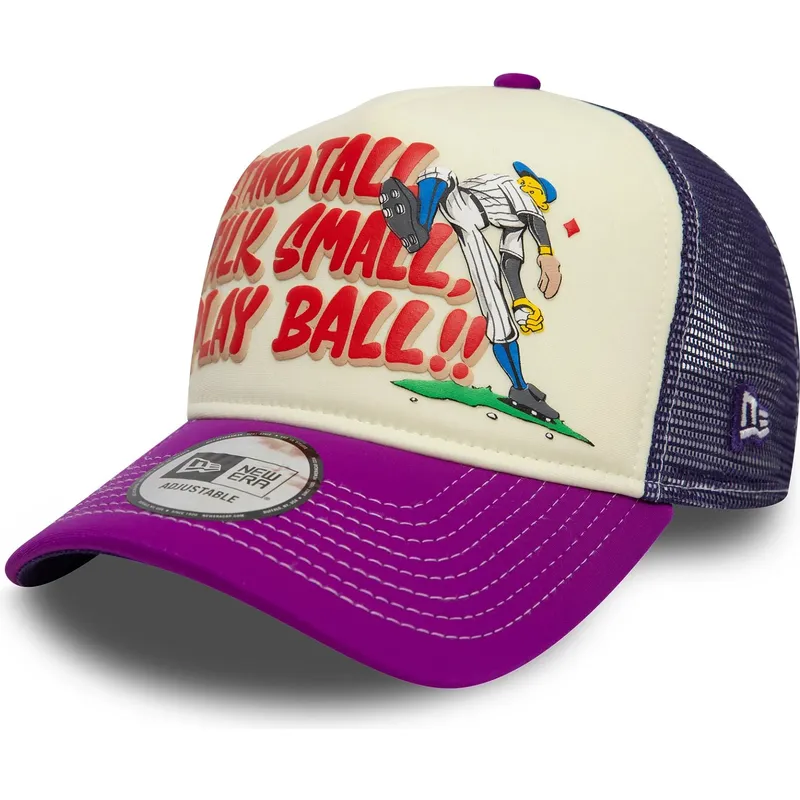 beige-og-violet-trucker-kasket-9forty-a-frame-graphic-stand-tall-talk-small-play-ball-fra-new-era