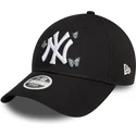 sort-justerbar-curved-kasket-til-kvinder-9twenty-icon-butterflies-fra-new-york-yankees-mlb-fra-new-era