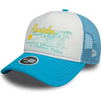 Hvid og blå truckerhat til kvinder 9FORTY A Frame Foam fra Florida Beach Byer og Strande af New Era