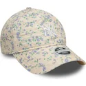 buet-beige-justerbar-kasket-til-kvinder-9twenty-floral-quilt-fra-new-york-yankees-mlb-fra-new-era