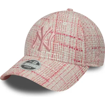 Justerbar pink kvindekasket med pink logo 9FORTY Tweed fra New York Yankees MLB af New Era