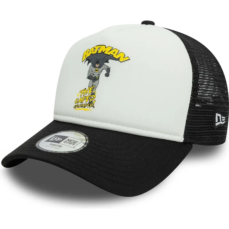 hvid-og-sort-trucker-kasket-til-dreng-9forty-a-frame-batman-dc-comics-fra-new-era