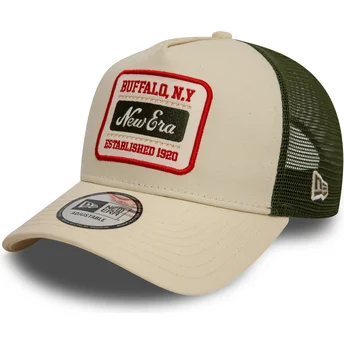 Beige og grøn 9FORTY A Frame Patch trucker kasket fra New Era