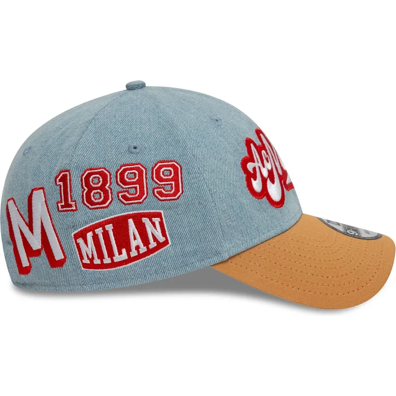justerbar-bla-og-brun-buet-kasket-9forty-denim-fra-ac-milan-serie-a-fra-new-era