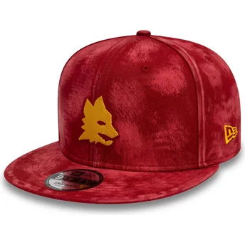 Rød flad snapback 9FIFTY Tie Dye fra Associazione Sportiva Roma Serie A af New Era