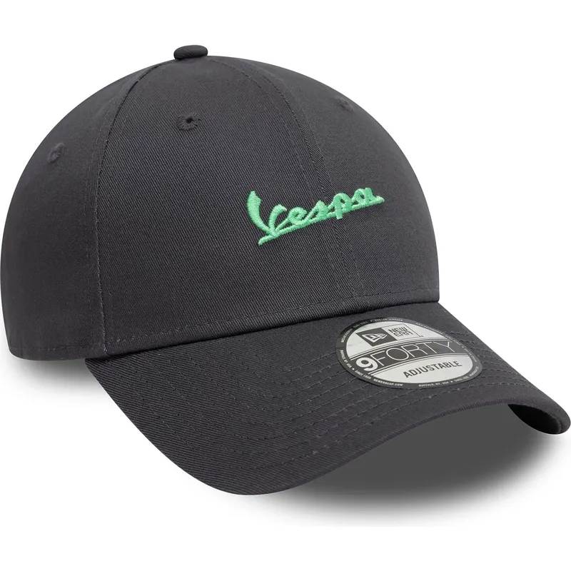 gra-justerbar-curved-cap-med-gront-logo-9forty-side-print-fra-vespa-piaggio-fra-new-era
