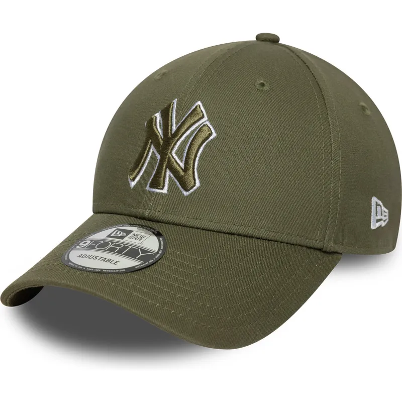 gron-justerbar-curved-kasket-med-gront-logo-9forty-outline-fra-new-york-yankees-mlb-fra-new-era