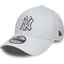 hvid-justerbar-kurvet-kasket-9forty-outline-fra-new-york-yankees-mlb-fra-new-era