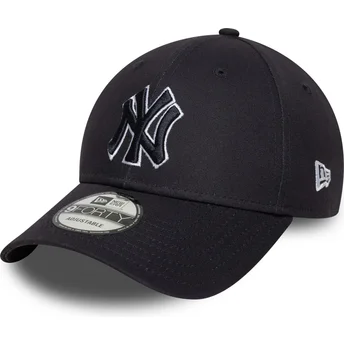 Justerbar marineblå kurvet kasket med marineblåt logo 9FORTY Outline fra New York Yankees MLB fra New Era